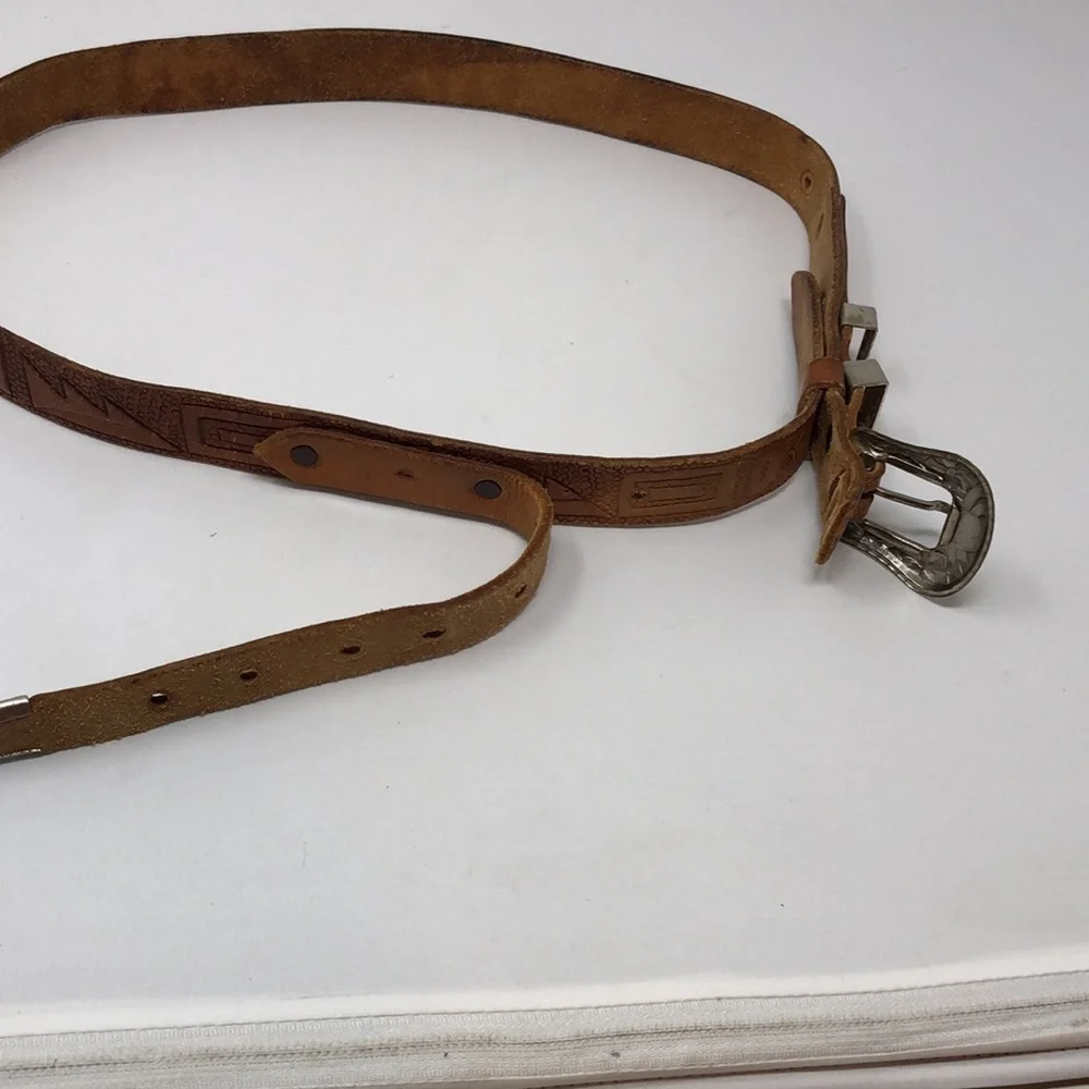 Handcrafted Belt Western Rodeo Tooled Brown Leather